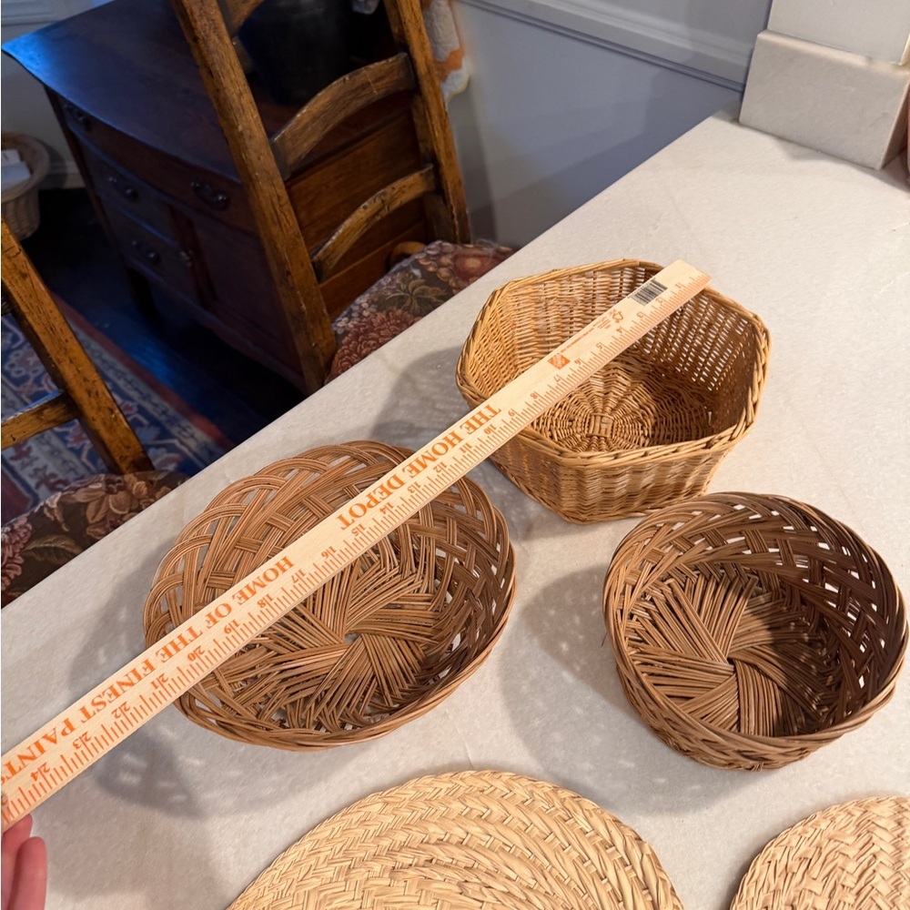 Set of rattan Woven Baskets and Fans - Picture 3 of 3